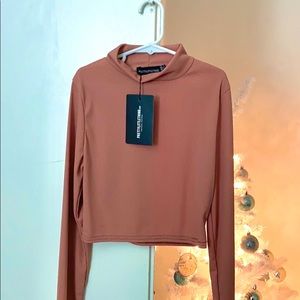 NEW PrettyLittleThing Cropped Mauve Turtleneck